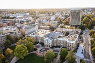 Aerial view of Bascom Hall and west campus.